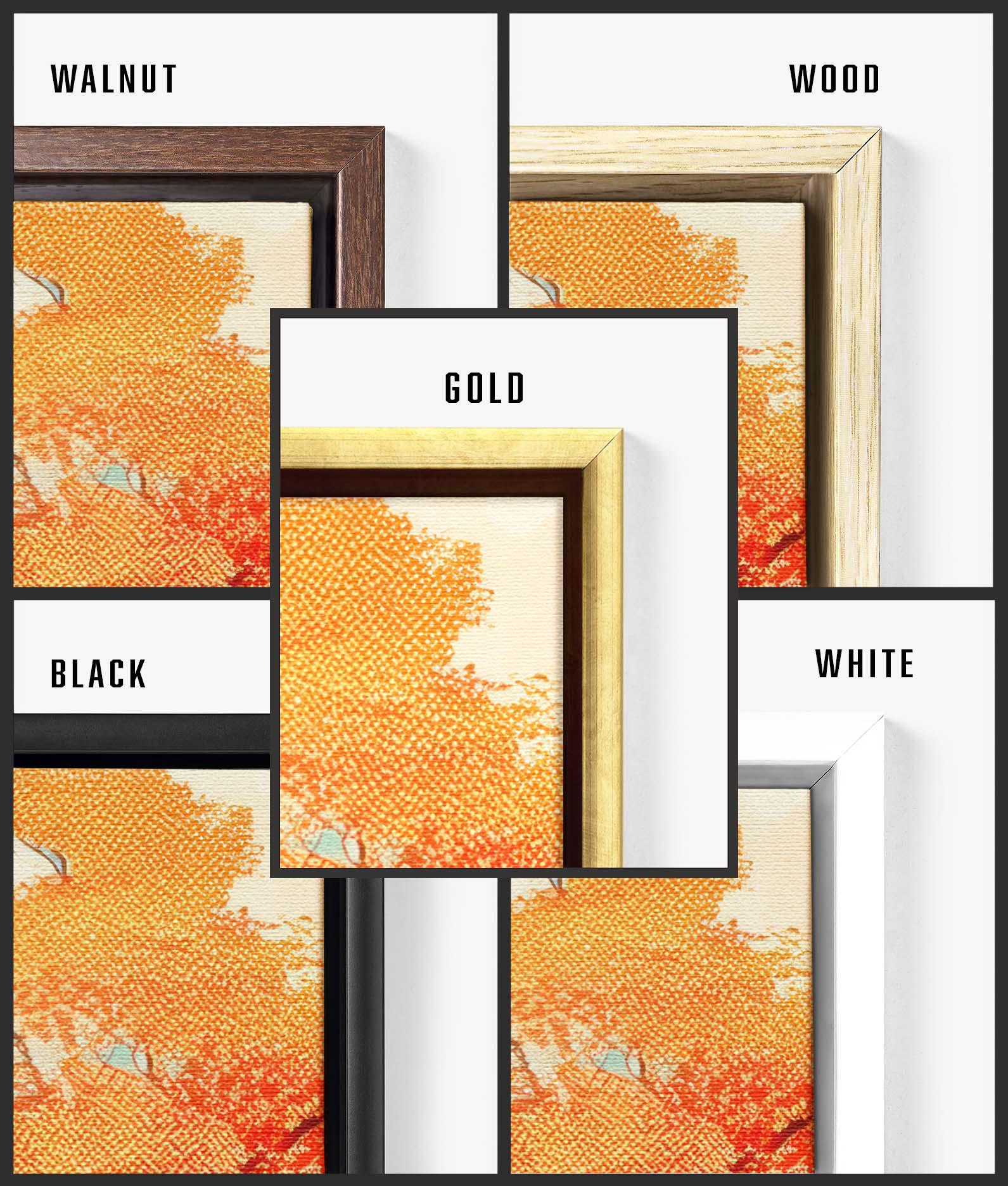 Framed Japanese Landscape Canvas Print, Long Horizontal Floral