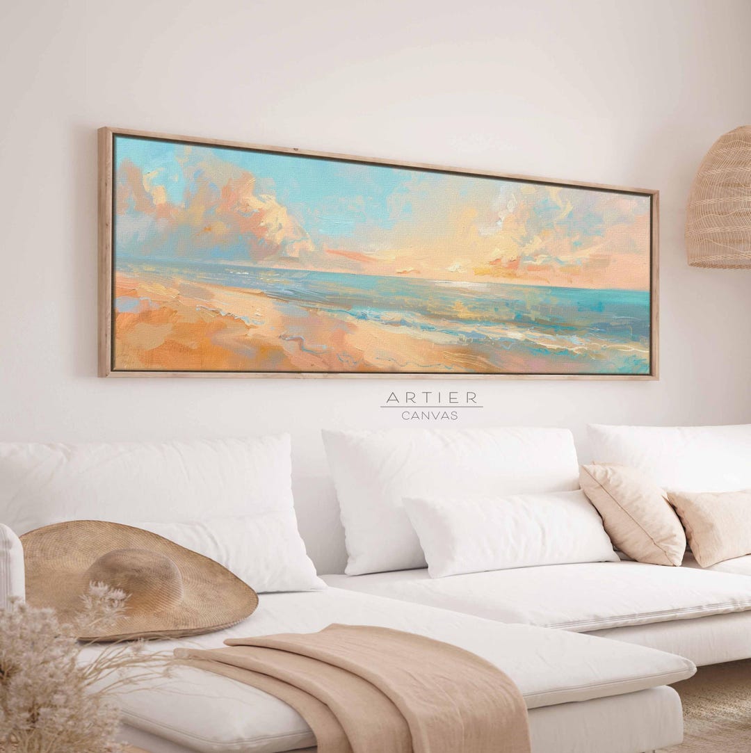 Coastal Sunset Seascape Canvas Print: Minimalist Beach Wall Art - Etsy