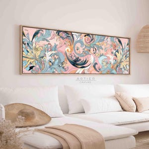 Art Nouveau Floral Tapestry Print: Japanese Landscape Framed Canvas