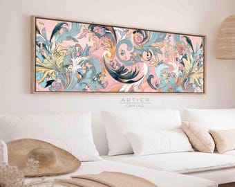 Art Nouveau Floral Tapestry Print: Japanese Landscape Framed Canvas