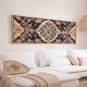 Framed Batik Tapestry Canvas Print: Vintage Balinese Textile Wall Art