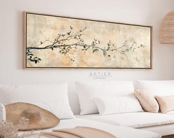 Japandi Panoramic Wall Art, Minimalist Asian Zen Tree Branch Painting