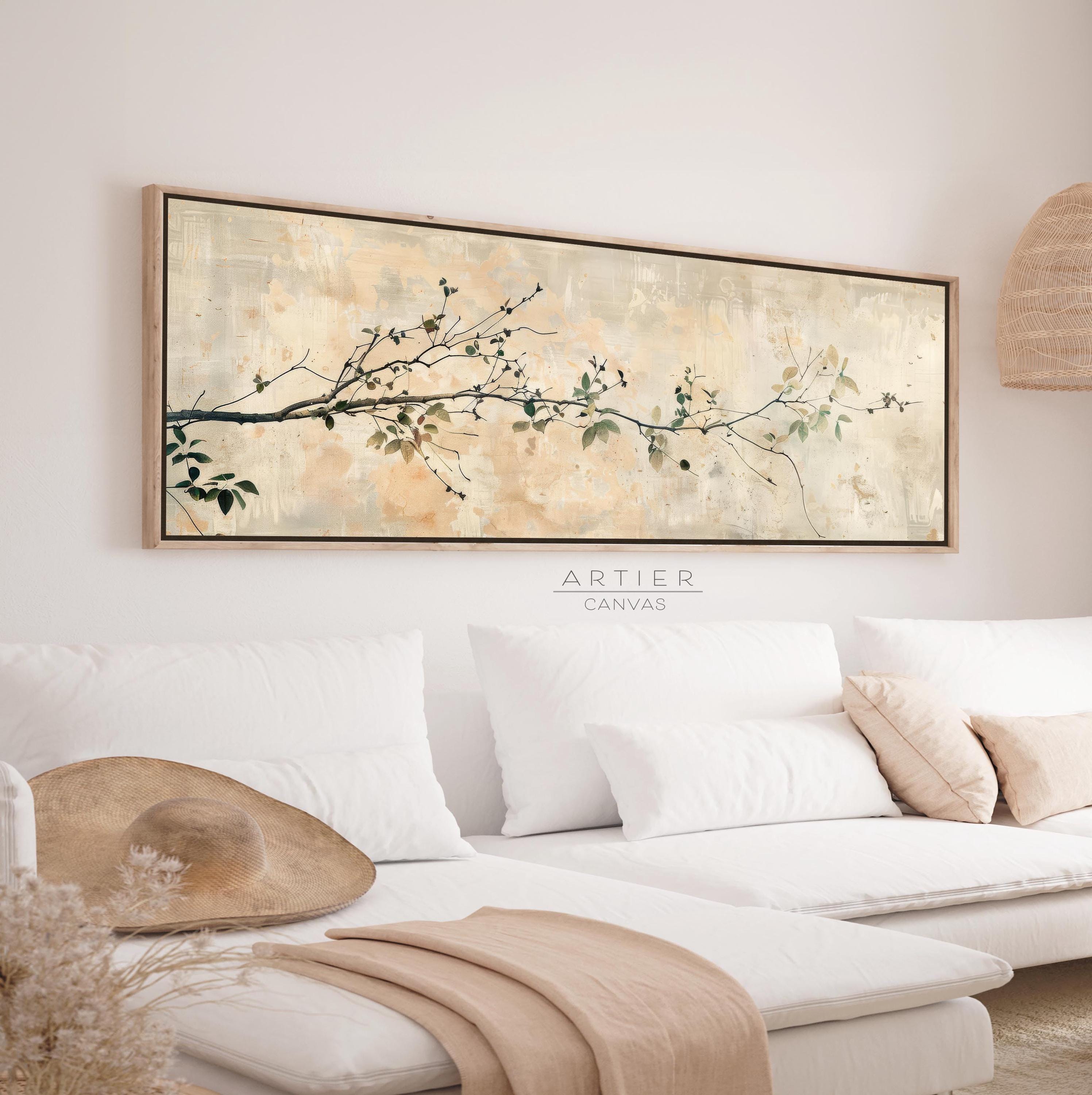Japandi Panoramic Wall Art, Minimalist Asian Zen Tree Branch