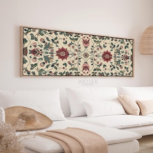 Framed Batik Canvas Print: Vintage European Textile Wall Art