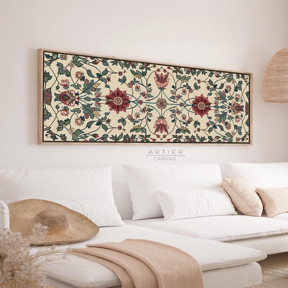 Framed Batik Canvas Print: Vintage European Textile Wall Art