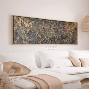 Framed Antique European Tapestry Canvas Print: Long Spring Landscape Wall Art