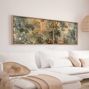 Vintage Spring Landscape Tapestry: Framed Canvas Wall Art