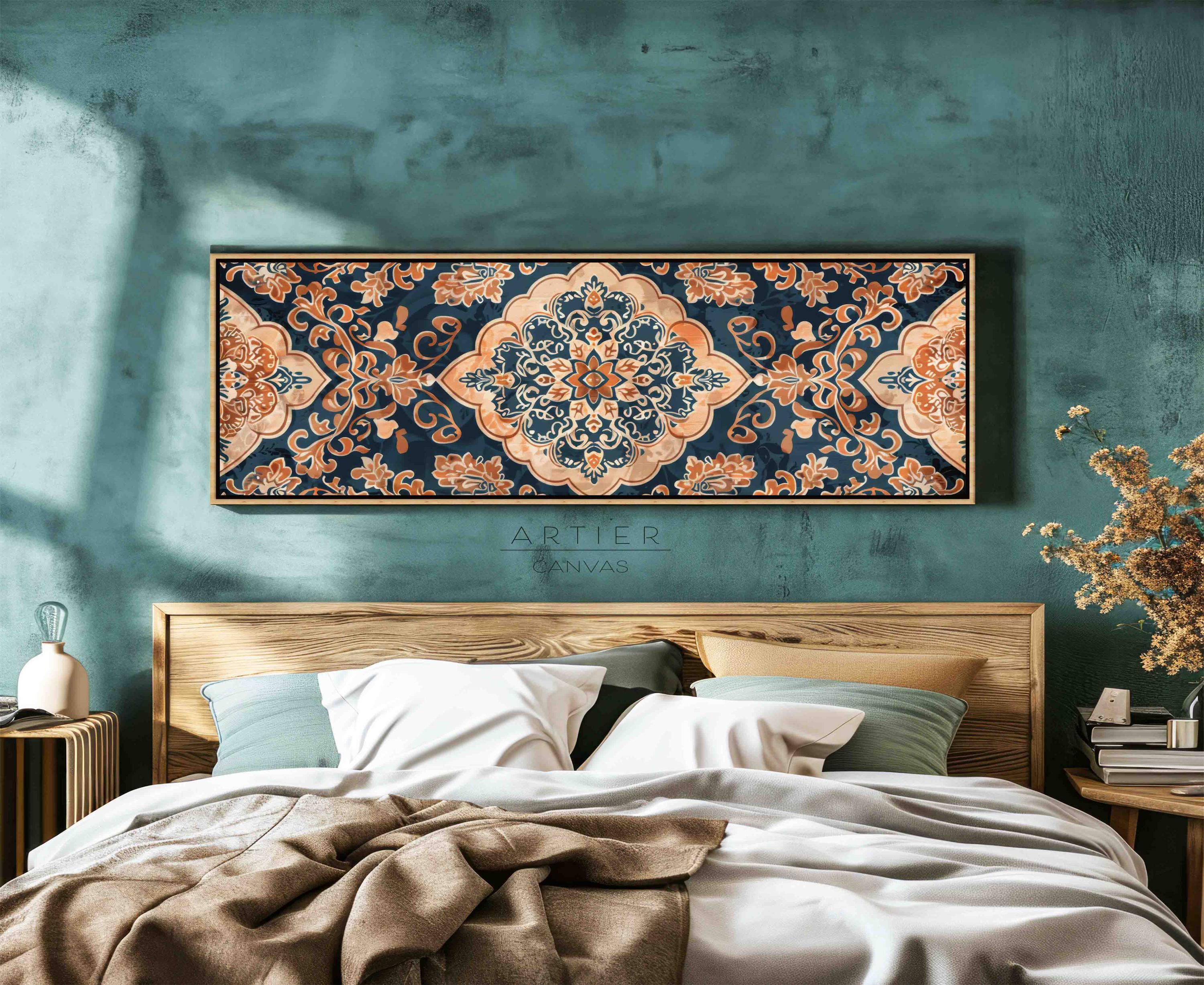 Framed Batik Tapestry Canvas Print: Vintage Balinese Textile Wall