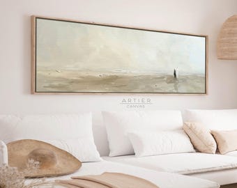 Minimalist Beach Canvas Print: Framed Coastal Seascape Wall Art