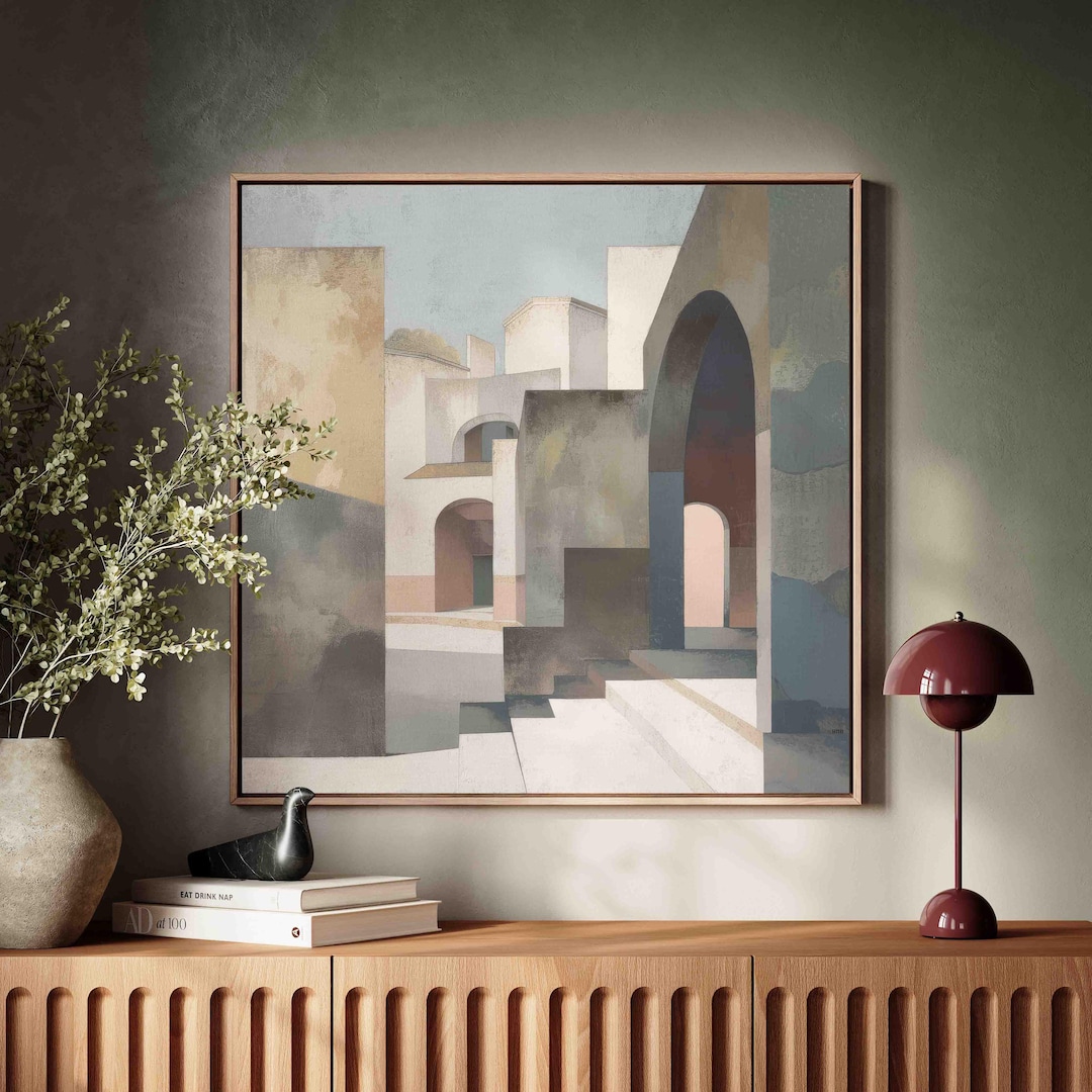 Minimalist Architecture Canvas Print, Square Modern Abstract Wall Art ...