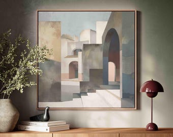 Minimalist Architecture Canvas Print, Square Modern Abstract Wall Art