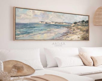 Framed Beach Seascape Canvas Print: Minimalist Coastal Wall Art
