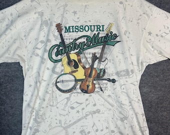 Vintage Single Stitch 90s Missouri Country Music T Shirt XL All Over AOP Print