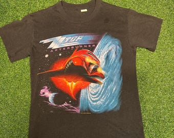 Vintage 1986 ZZ Top Afterburner Tour T-Shirt Single Stitch Black Rock Band Tee
