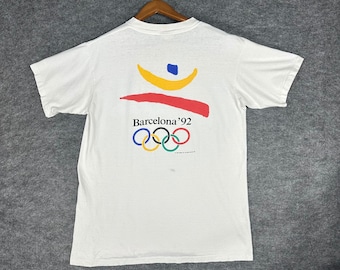 Vintage Single Stitch 1992 Barcelona Olympics Cycling T Shirt Oneita XL Men