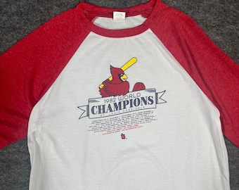 Vintage 1982 St Louis Cardinals  World Series Champions Raglan Mens XL Red