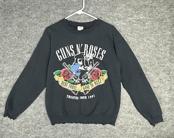 Guns N Roses Theatre Tour 1991 Sweatshirt Distressed Black Graphic Men's Size S