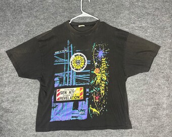 Vintage 90s Sleep In Systems Graphic T Shirt Mens Black Nuclear Free Zone