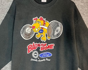 Vintage Ford Bad to the Bone Dog Graphic Sweatshirt Mens Large