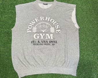 Vintage 90s Powerhouse Gym Cutoff Sweatshirt Made in USAA Mens XL