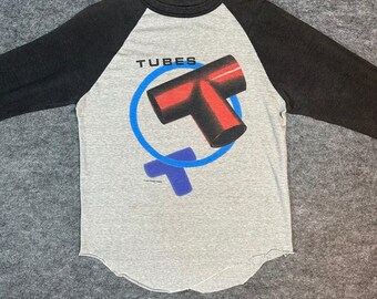 Vintage The Tubes Band T Shirt Raglan Graphic Print Gray Black 1981 Size Medium