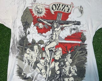 Vintage 1991 Ozzy Osbourne Crucifixion T Shirt Glow in Dark Single