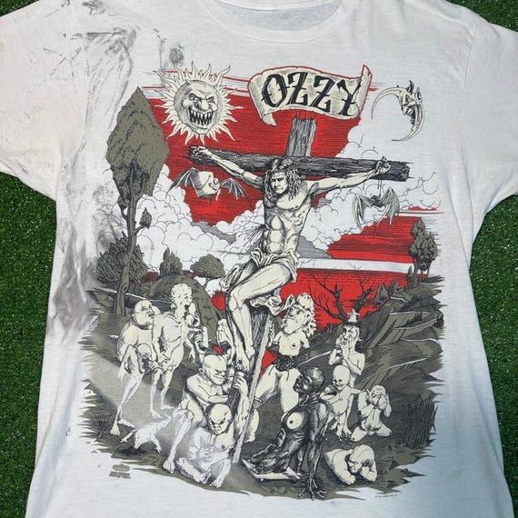 Vintage 1991 Ozzy Osbourne Crucifixion T Shirt Glow in Dark Single