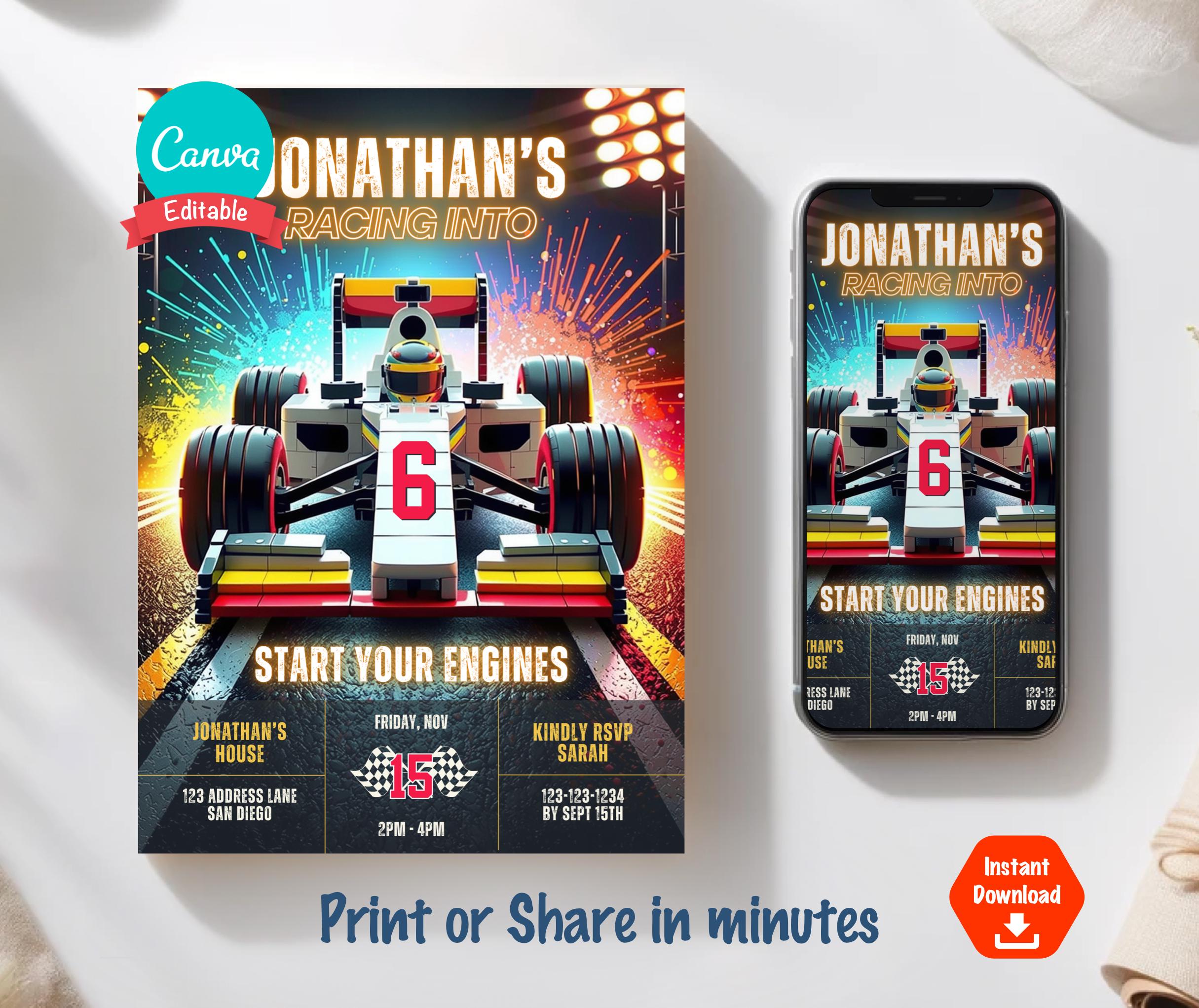 Invitations In Racing Example Racing Birthday Invitation, Any Age Race Car Party Invite, Racing Track ...