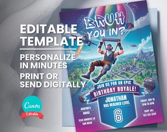 Bruh Birthday Invitation, Gamer Bday Party Invite, Video Game Party Evite, Editable Digital Template, Instant Download, Printable Bday Card