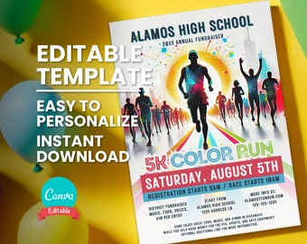 Color Run Invite for Fun Run or Neighborhood Race Event Invitation