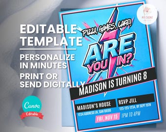 Are You In Birthday Invitation, Any Age Beast Theme, Editable Template, Printable Card, Instant Download