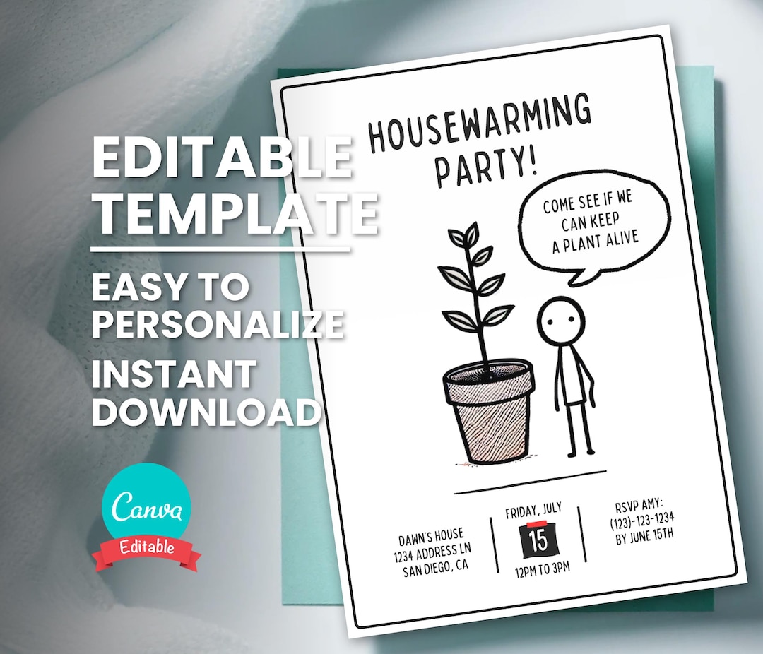 Housewarming Party Invitation, Funny House Warming Invite, Simple New ...