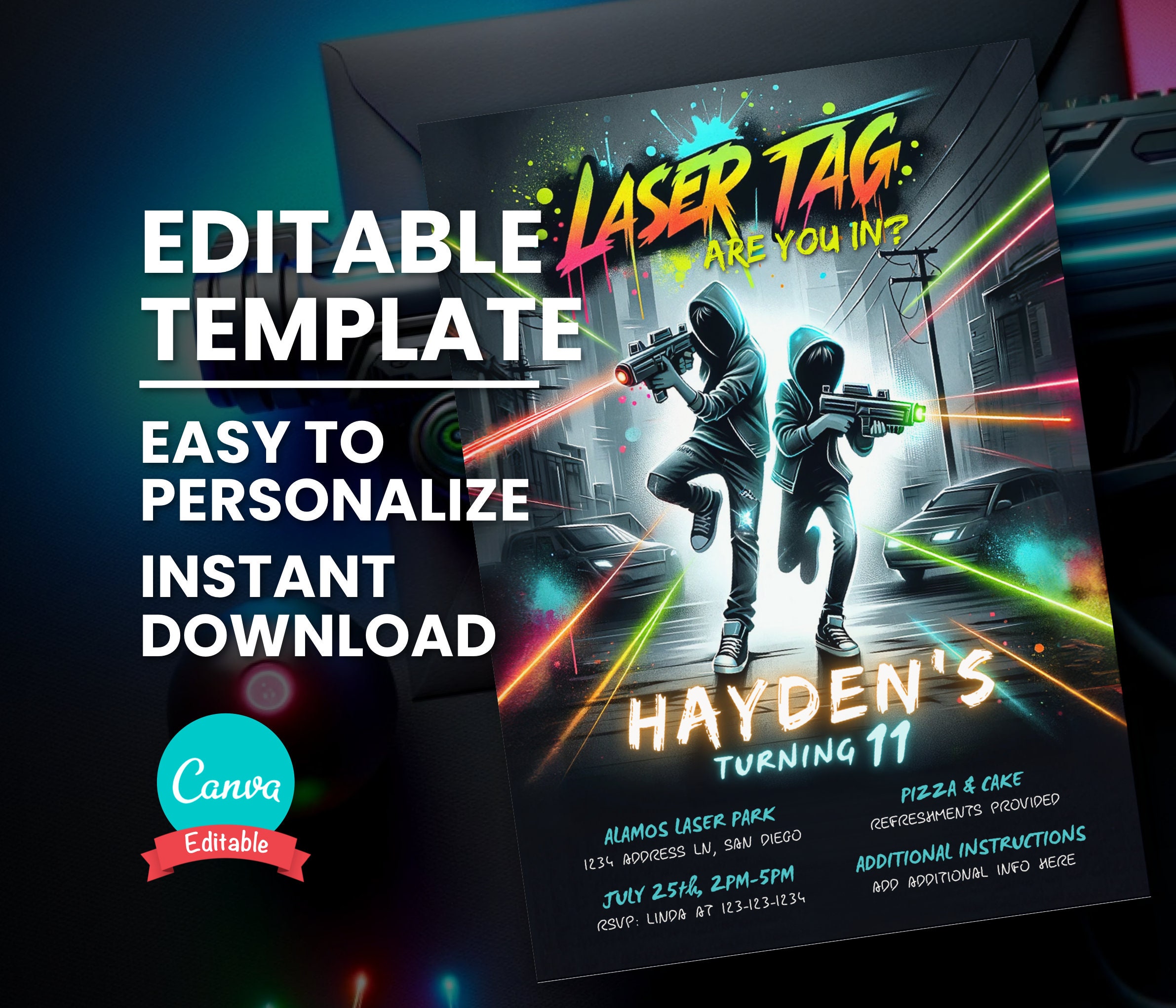 Laser Tag Invitation for Laser Tag Birthday Party Invite, Lasertag Birthday  Invitation, Teen Laser Tag Birthday Flyer, Neon Laser Birthday - Etsy, image size:2382x2043