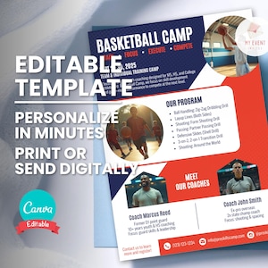 Any Sport Camp Flyer, Tryout Training Clinic Bootcamp Invite, Fully Customizable Colors, Printable Flyer, Digital Evite, Instant Download