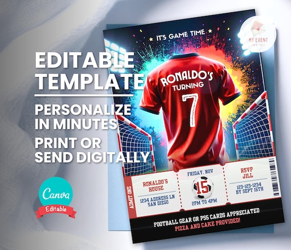 Invito tema calcio | Crea inviti personalizzati di compleanno per