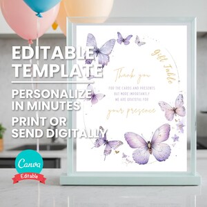 Bord babyshower, bord cadeau tafel, afdrukbare feestdecoratie, bewerkbare digitale sjabloon, direct downloaden, bijpassende items in beschrijving