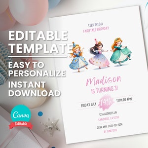 Dansende prinses verjaardagsuitnodiging voor prinses bal uitnodigen, verjaardagskaart, minimalistische dansfeestuitnodiging, Royal Ball verjaardagsflyer