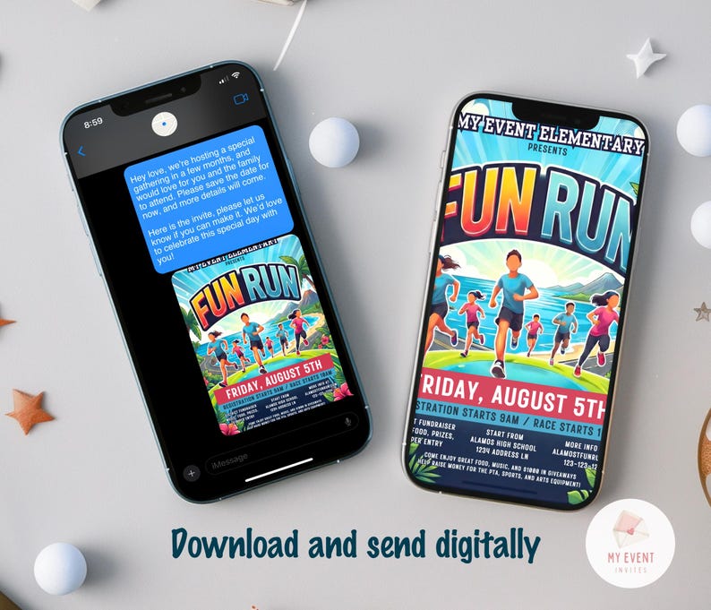 Invitation Program Fun Run Fun Run Invitation, Coastal Beach Race, School Charity Fundraiser Flyer ...