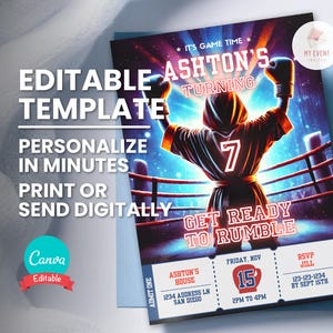 Boxen-Geburtstags-Einladung, Boxer Ticket-Geburtstags-Party, bearbeitbare digitale Vorlage, druckbare Karte, Handy einladen, Sofort-Download