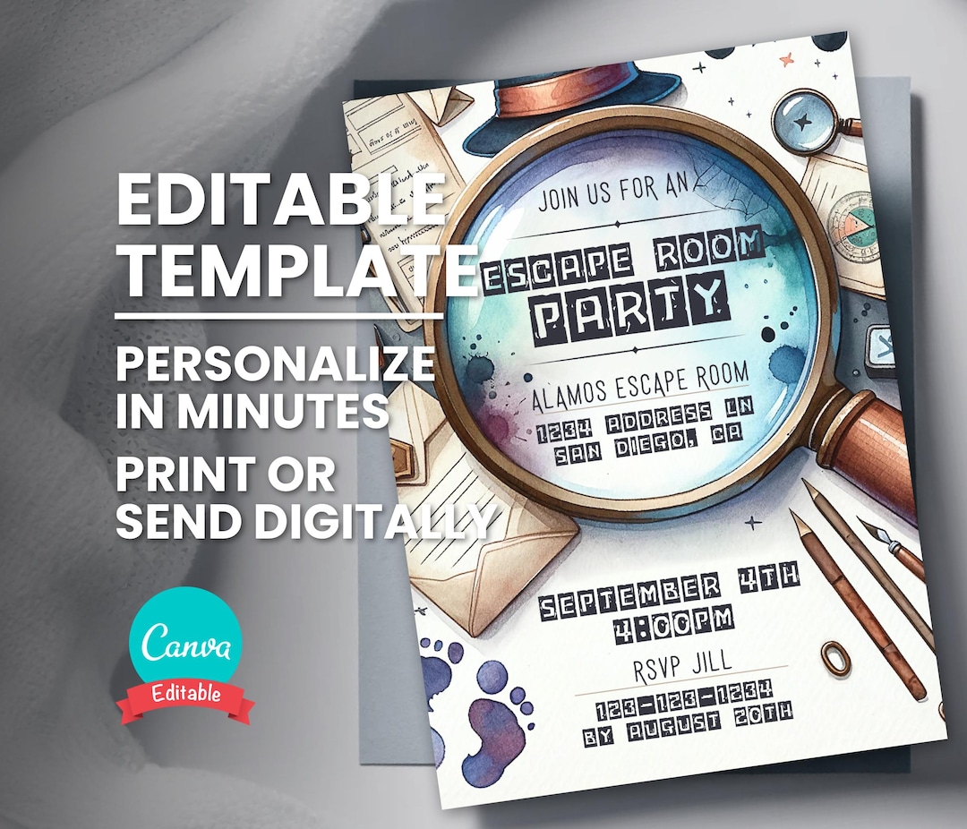 Escape Room Invitation, Team Building Activity Party Invite, Editable ...