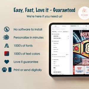 K&ouml;nnte beinhalten: Eine digitale Designvorlage f&uuml;r eine Wrestling-Geburtstagseinladung. Die Vorlage zeigt einen Wrestling-Championschaftsg&uuml;rtel mit der Nummer 8 darauf, einen Wrestling-Ring und den Text "Ashton's Turning 8, Get Ready to Rumble".