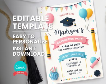 Faire-part de remise des diplômes pour préscolaire, maternelle, maternelle, maternelle
