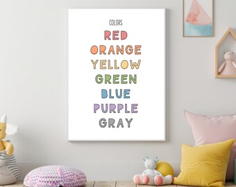 Preschool Learning Colors Digital Download, Educational Wall Decor for Homeschool, Colors Educational Digital Poster, Kids Colors Name Print