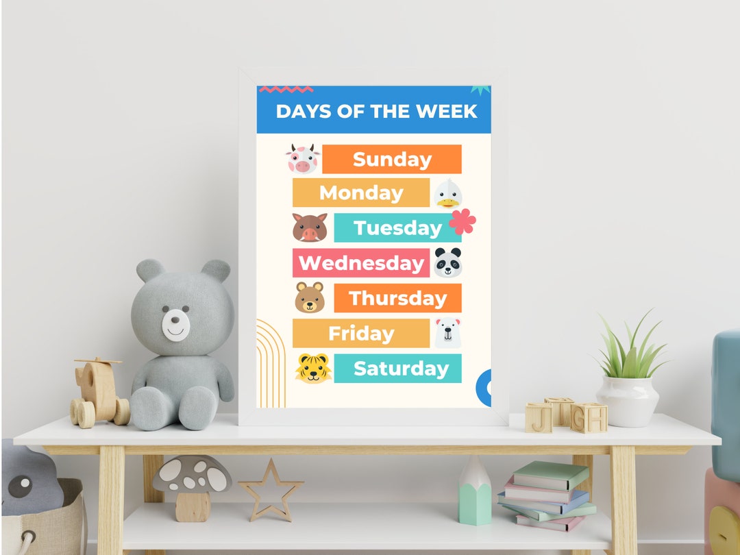 Animals Days of the Week Digital Download, Preschool Learning Digital ...
