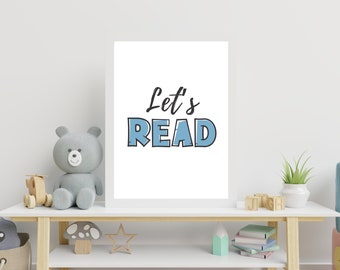 Lets Read Digital Download for Classroom, Kids Learning Digital Print, Educational Poster for Homeschool, Motivational Poster for Kids Room