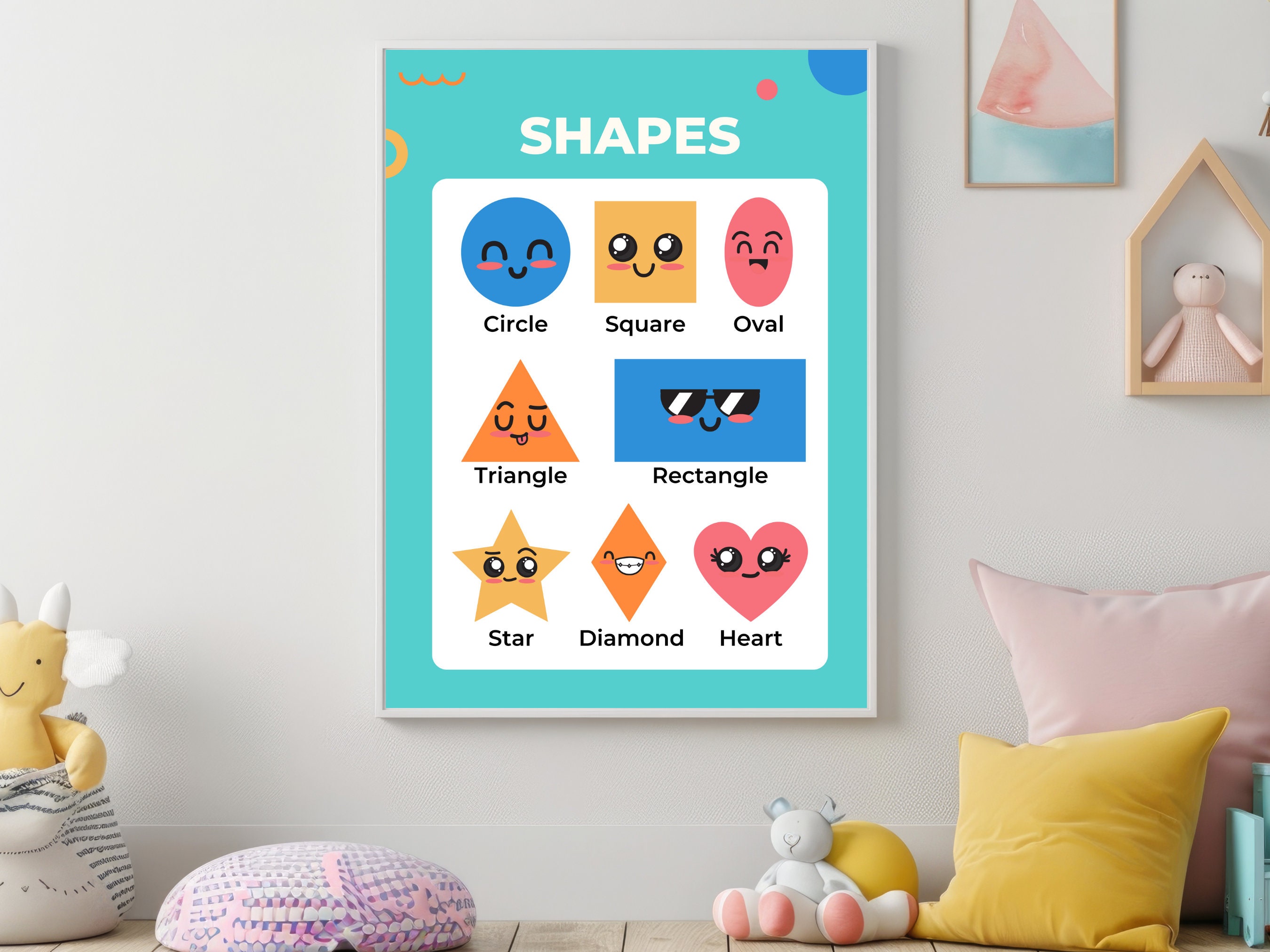 Shape Learning Chart Kids Shapes Chart Digital Download, Kids Playroom Wall Art Decor ...