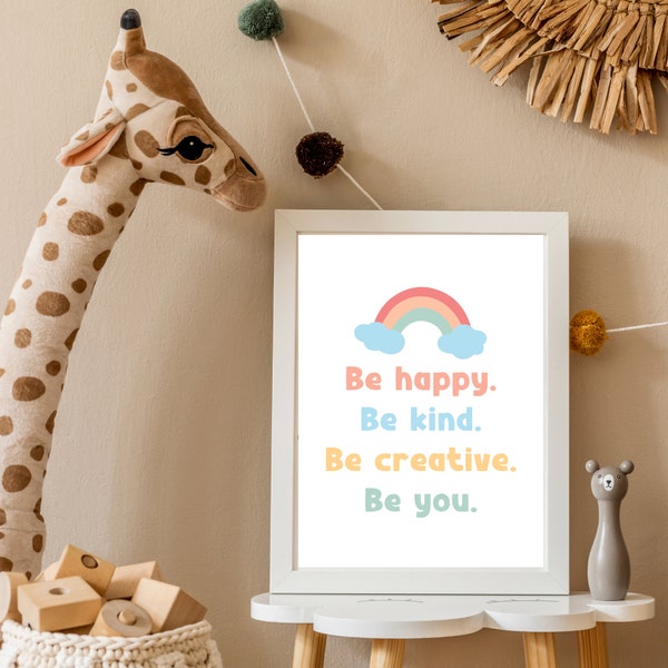 Be Happy Digital File, Be Kind PNG File, Kinder Poster PDF, Kids Be Creative, Be You Childhood Digital File, Kinder Learning PNG File