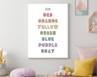 Educational Colors Digital Download, Preschool Learning Colors Print, Homeschool Wall Decor, Kindergarten Decor, Kids Colors Digital Print