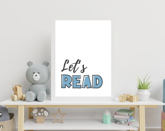 Lets Read Kids Learning Digital Download, Educational Motivational Poster, Lets Read Digital Print, Classroom and Homeschool Wall Art Poster