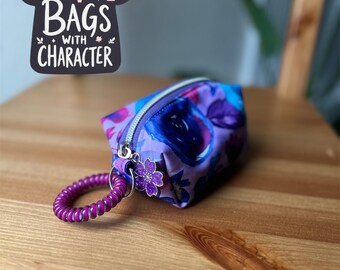 Purple Floral Pouch Keychain